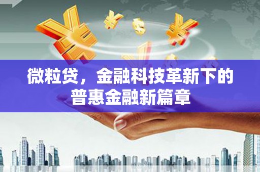 北辰微粒贷，金融科技革新下的普惠金融新篇章